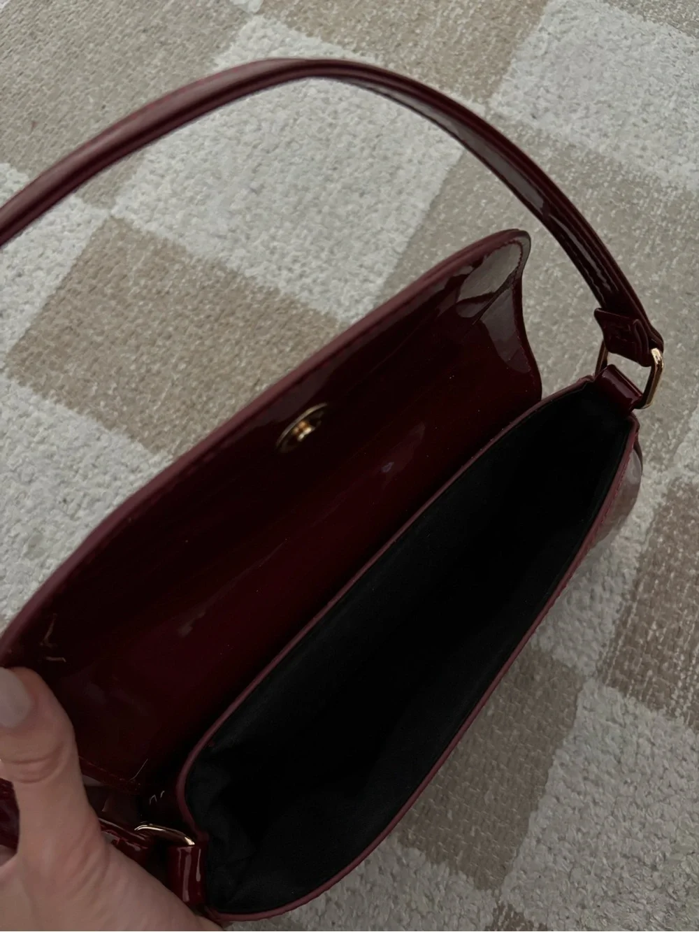Patent Leather Burgundy Shoulder Bag
